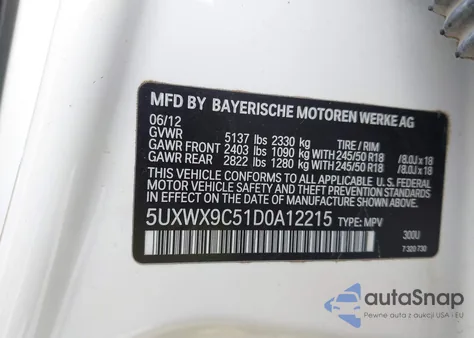 2013 BMW X3 xDrive28I from USA, damaged, VIN 5UXWX9C51D0A12215